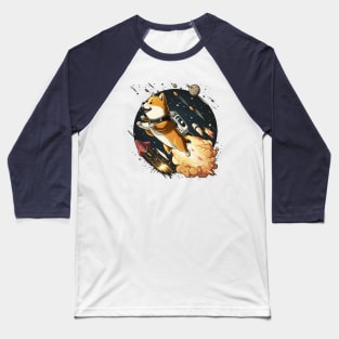 shiba inu flying into space with a rocket Baseball T-Shirt